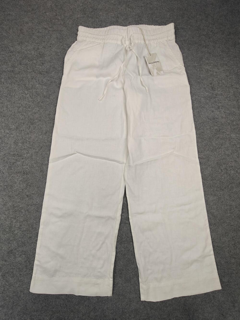Tommy Bahama Pants Mens Medium White Linen Chino Relaxed Drawstring Two Palms